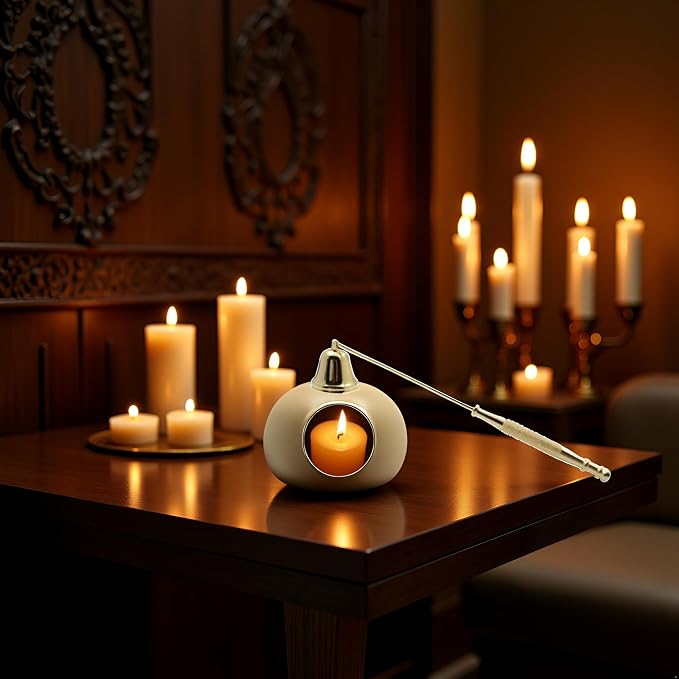 Gold Metal Candle Snuffer Wick Snuffer with Long Handle Candlesnuffers Smokeless Kit Candle Safely Extinguish Candles and Holders Candle Sleeves Accessories