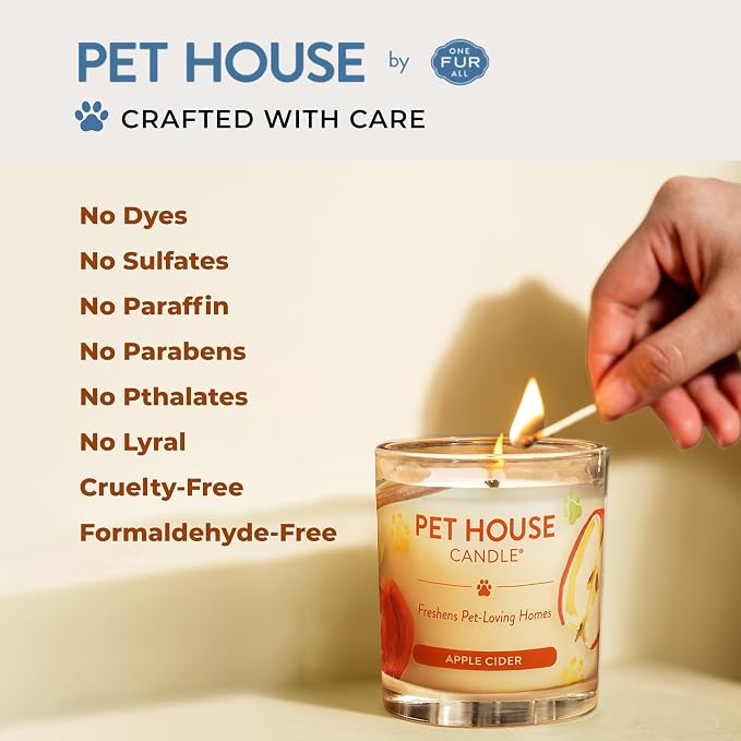 One Fur All Pet House Fall Candles, Long Lasting, Clean Burning, Soy Wax Scented Candles for Pet Odor, Pumpkin Spice