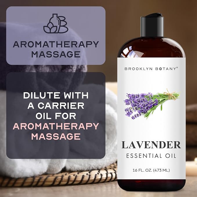 Brooklyn Botany Lavender Essential Oil - Huge 16 Fl Oz - for Candle Making, Soap Making, Diffusers, and Aromatherapy