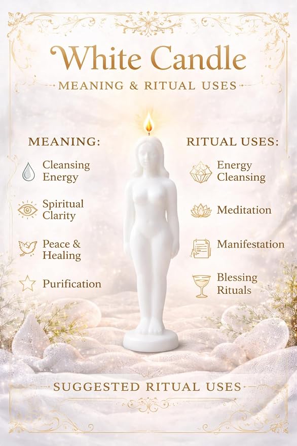 Female Body Candle – Sensual Goddess Figure Candle for Love, Attraction, Rituals & Spiritual Use – Decorative & Gift (Multiple Colors) (White)