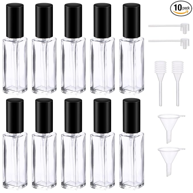 Segbeauty Perfume Atomizer Travel, 10pcs Portable Mini Refillable Perfume Bottles Kits, 10ML Scent Pump Case Empty Glass Toiletries Supplies Containers Travel Size Spray Bottles Accessories Set Clear