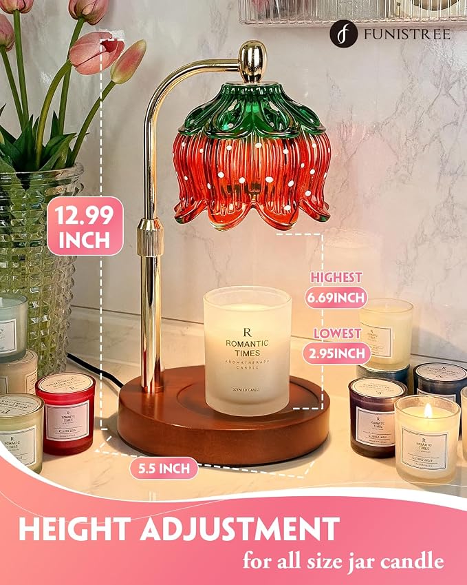 Strawberry Candle Warmer Lamp with Timer & Dimmable Brightness, House Warming Gift New Home, Candle Warming Gift for Mothers Day, Birthday Gifts for Women Mom,Flameless Wax Melt Warmer for Jar Candles