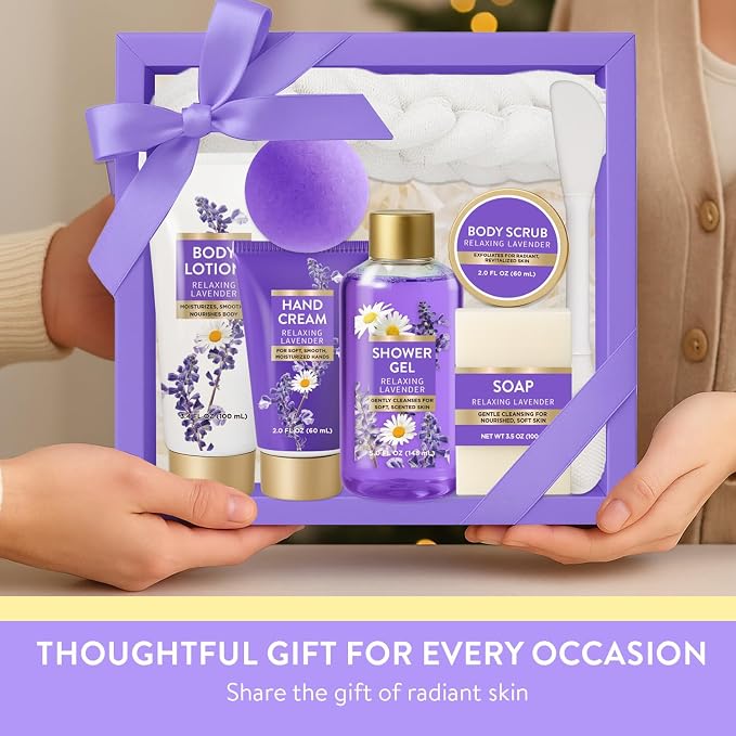 Spa Luxetique Gifts for Women Relaxing Lavender Gift for Womens 8pcs Spa Gift for Women Bath and Body Works Gift Set Birthday Gift for Womens Mom Grandma Wife