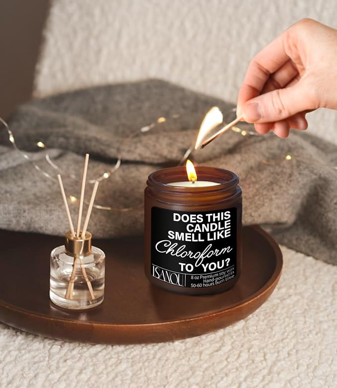 Does This Candle Smell Like Chloroform to You Scented Candles,Gifts for Women Coworker Friends,Lavender Scented Candles in Brown Jar，50 Hour Burn,8 oz