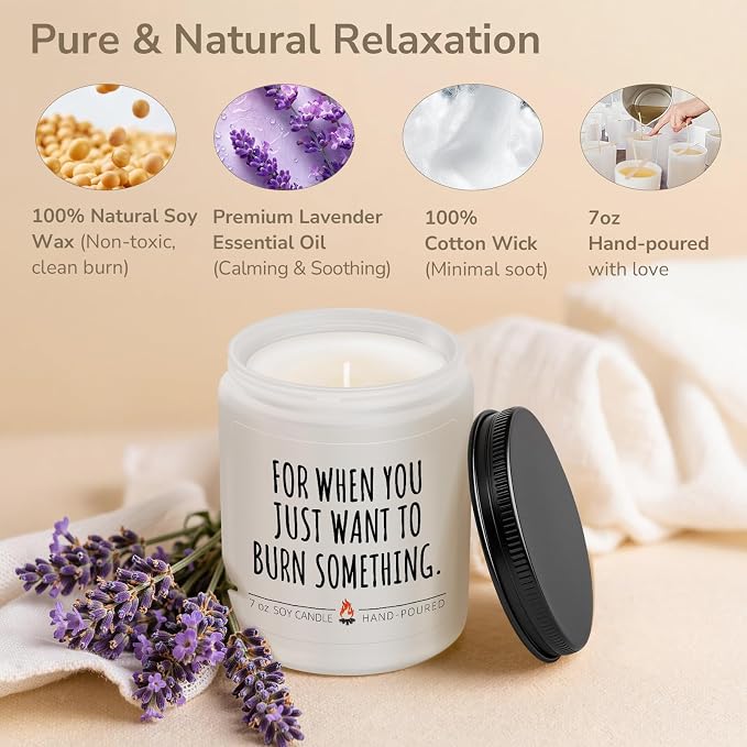 Gifts for Women, Get Well Soon Gift for Women, Funny Anniversary Birthday Gifts for Friend, Best Friend Present, Christmas Mothers Day Valentines Day Gift - Lavender Candles