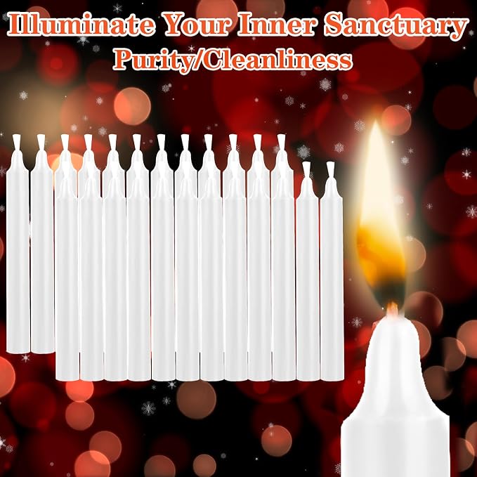 Kunrsug 24 Pack White Spell Chime Candles – Premium Mini Unscented Taper Candles for Rituals, Prayer, Birthdays, Meditation, Altar, Spells, Chime Candles - 4 Inch Tall - Ideal for Witches