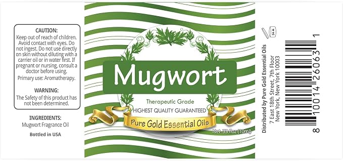 Pure Gold Essential Oils - Mugwort Essential Oil - 0.33 Fluid Ounces
