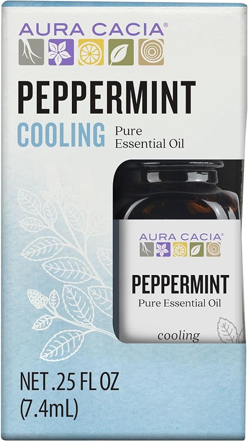 Aura Cacia Peppermint Essential Oil, Boxed 0.25 fl. oz.