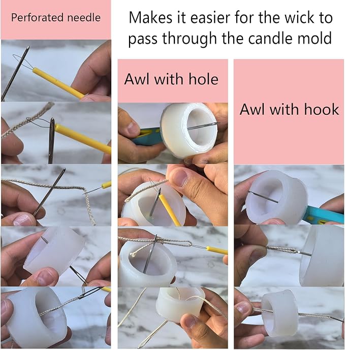 Candle Making Kit for Adults Beginners with Storage Bag, Candle Making Supplies Used for Punching and Inserting Candle Mold Wicks, Candle Making Tools Including Punching Needle with Hook and Large Eye
