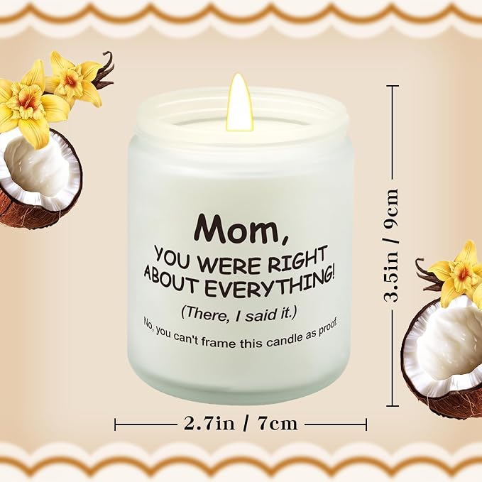 Lihome Mothers Day Gifts for Mom from Daughter Son, Funny Mother's Day, Birthday, Thanksgiving, Christmas Gifts, Vanilla Coconut Candles