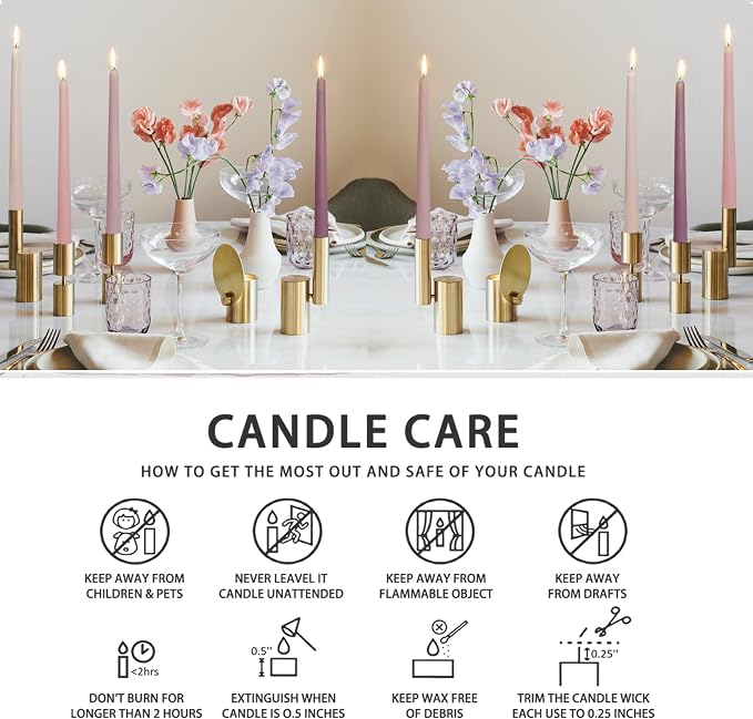 Scented Candle Taper Candlesticks,10 Inches Pink Tapered Candles Rose Candle Sticks Colorful Candlestick for Wedding Home Party Dinner,Pack of 6 (8D6PC-PIKMIX)