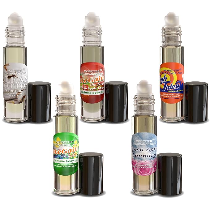 MOBETTER FRAGRANCE OILS Unisex Perfume Body Oil Bundle - Set of 5 | Roll-On, Long Lasting, Travel Friendly, Alcohol-Free