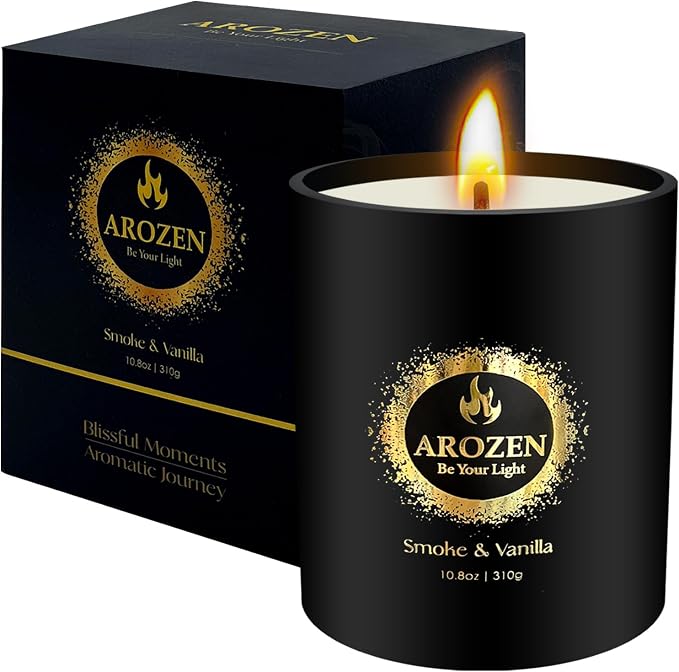Tobacco Vanilla Candle for Men – 70-Hour Soy Wax Scented Candle for Home | Black Jar Aromatherapy Gift for Him, Father's Day Birthday Valentine's Day