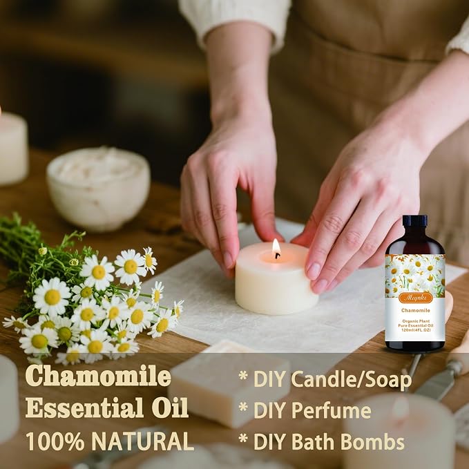 Chamomile Essential Oil, Chamomile Oil for Sleep Aid, Diffuser, Humidifier, Massage, DIY Soap, Candle, Skin Care, Gift Ready,Chamomile Fragrance Oil - MLYNKL Essential Oils (4.33 fl oz / 130ml)