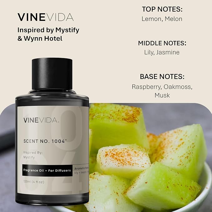 VINEVIDA [4 Fl Oz] Scent NO. 1004 Inspired by Mystify Fragrance Oil for Cold Air Diffusers, Aromatic Notes of Lily Melon Musk, Essential Oils for Diffuser Oil Refill & Air Freshener Room Spray