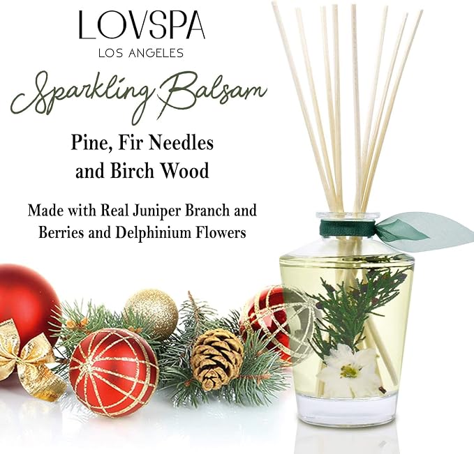 Reed Diffuser Set, Sparkling Balsam Scented Oil Diffuser with Sticks, Home Fragrance Accessories for Bathroom Shelf Decor, Aroma Diffusers for Home or Office Desk, USA Made