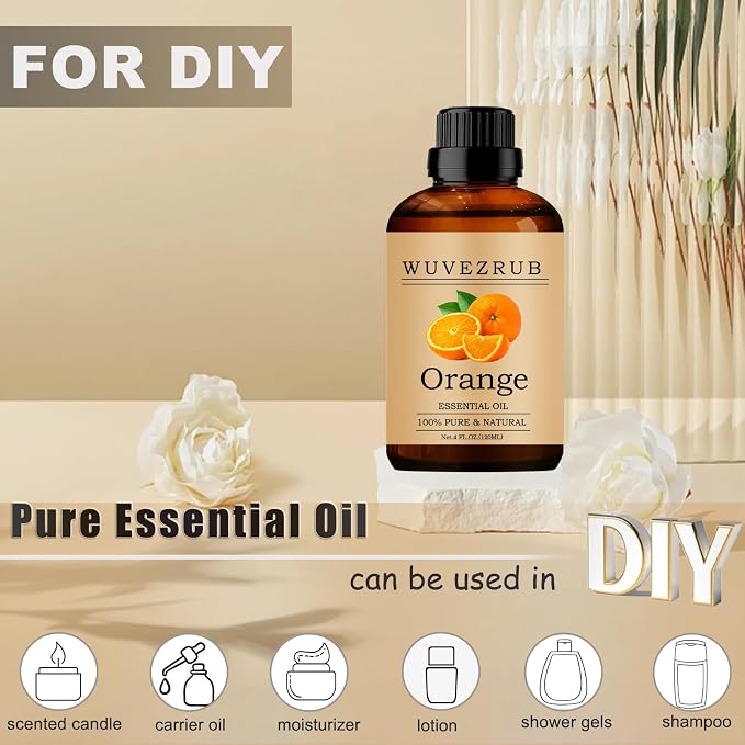 Orange Essential Oil - 120ML Pure and Natural for Aromatherapy Diffuser - 4 Fl Oz