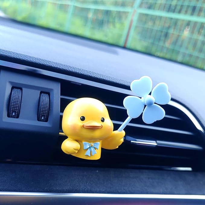 Cute Car Air Freshener Vent Clips, 3D Animal with Mini Fan Diffuser Vent Clip, Air Conditioning Decoration Car Accessories for Women and Men