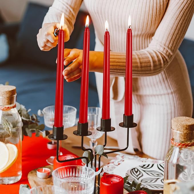 14 Pack Tall Taper candles-10 inch Red Unscented Candles with 8-Hour Burn Time for Christmas, Weddings, New Year Celebrations, Festive Gatherings