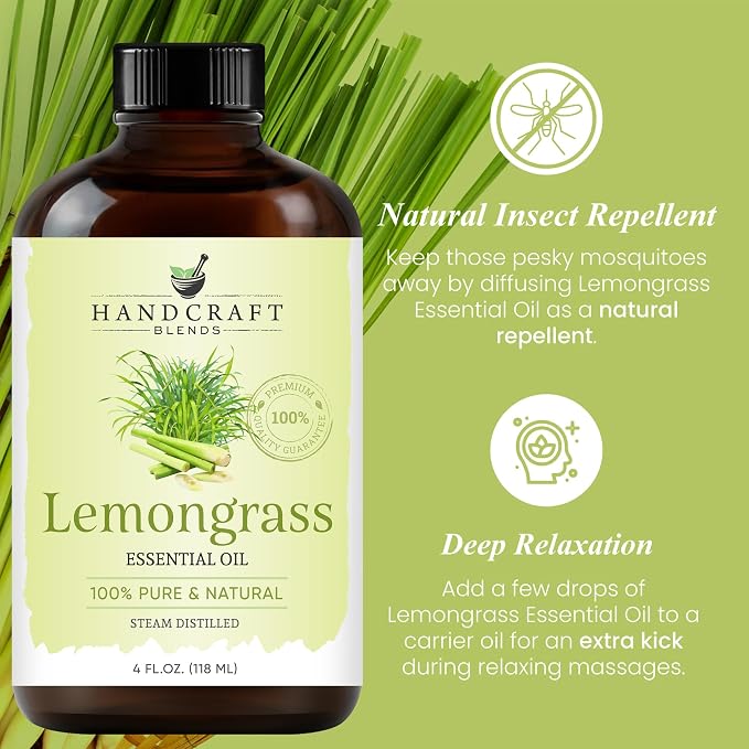 Handcraft Blends Crisp & Bright Set: Lemongrass and Orange Essential Oils – (2 x 4 Fl Oz) – 100% Pure & Natural – for Diffuser, Aromatherapy, and DIY Projects