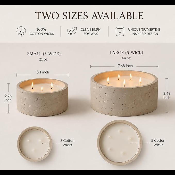 3-Wick Scented Candle-Vanilla & Cinnamon & Milk,Soy Coconut Wax Blend Candle with Acacia Wood Lid,21oz Large Candle,45-Hour Long Burning,Aromatherapy Candle for Home Decor