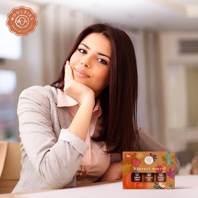 Woolzies Harvest Party Autumn Essential Oil Set of 3 Includes Spiced Cider, Pumpkin Pie, Honey Apple, Essentail Oil Blend