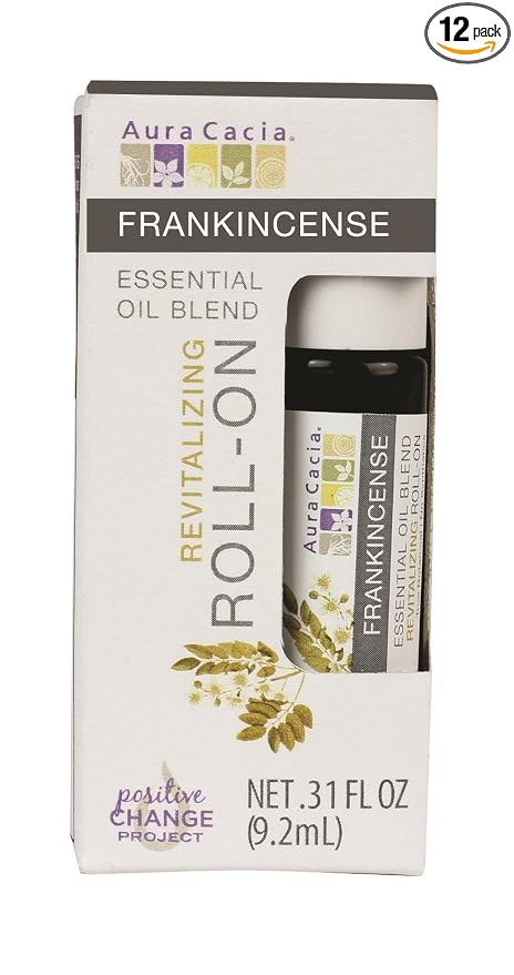 Aura Cacia Roll-On Essential Oil Blend, Frankincense, 0.31 Ounce (Pack of 12)