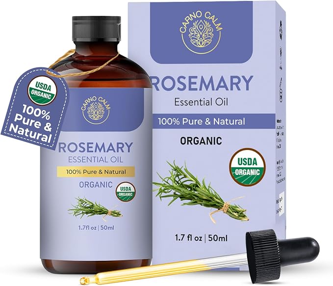 Rosemary Essential Oil | USDA Certified Organic Rosemary Oil for Hair Growth and Skin | Aromatherapy & Diffuser | 1.7 fl. Oz