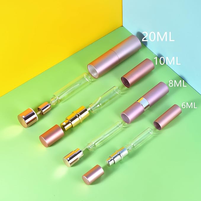 4 Pcs Refillable Travel Cologne Sprayer - 6/8/10/20ml Travel Perfume Atomizer Bottles for Men & Women - Portable Perfume Refill Bottle with Tool
