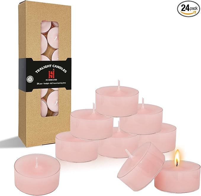 Gardenia Scented Tealight Candles, White Scent Tea Lights Candles Clear Cup, 24 Pack Colored Tealights Candle, 6 Hour Burn Time Tea Candles for Party, Decor, Spa, Shabbat