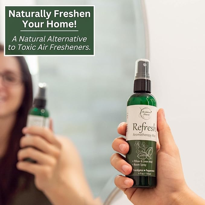 Aromatherapy Mist – Linen, Room & Pillow Spray, Set of 4 Natural Air Fresheners. Essential oil spray variety pack with Lavender, Chamomile, Eucalyptus, Peppermint & Citrus - Brookethorne Naturals