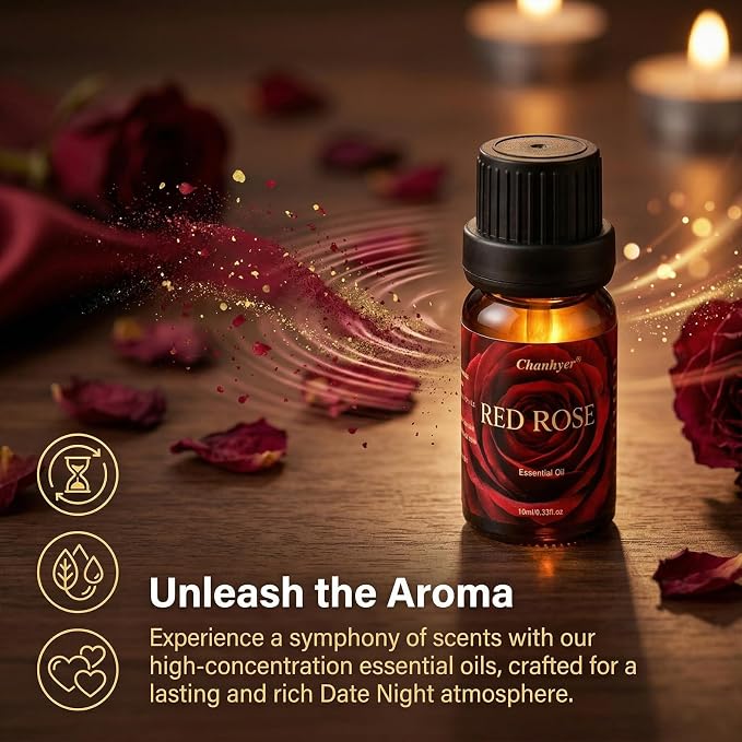Premium Fragrance Oil Set for a Date Night 6x10ml-Red Rose,Chocolate Truffle,Sweet Love,Love Potion,Cupid's Kiss,The Heart-for Diffusers,Candle&Soap Making,&Aromatherapy