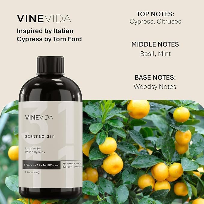 VINEVIDA [16 Oz] Inspired by: Italian Cypress; Diffuser Oil Refill | Premium Scent Diffuser Oil for Home | Non-Toxic Fragrance