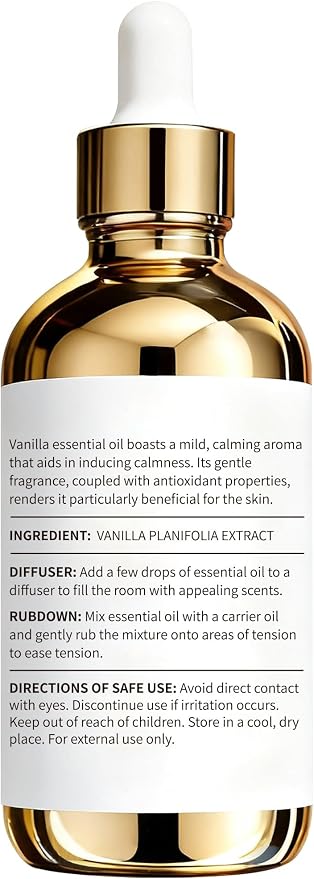 Vanilla Essential Oil, Warm & Cozy Vanilla Scent | For Diffusers, Home Fragrance and Aromatherapy, Skin Care, Home Care and Candle Making