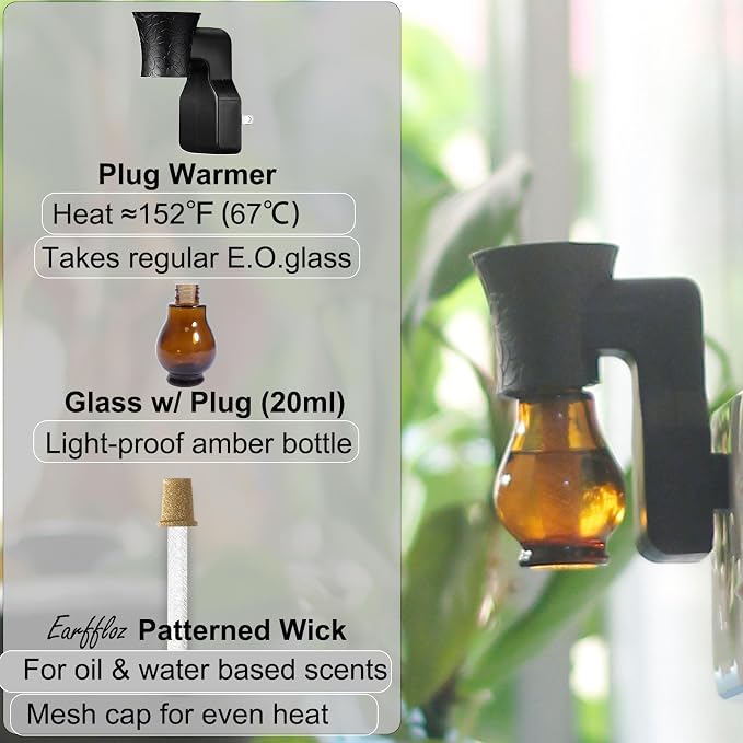 Blank Plug-in Air Freshener Polarized Wall Plug Oil Diffuser for DIY Characteristic Home Scent from Natural Essential Oil, EO+Water, Fragrance Refill (2-Set Black)