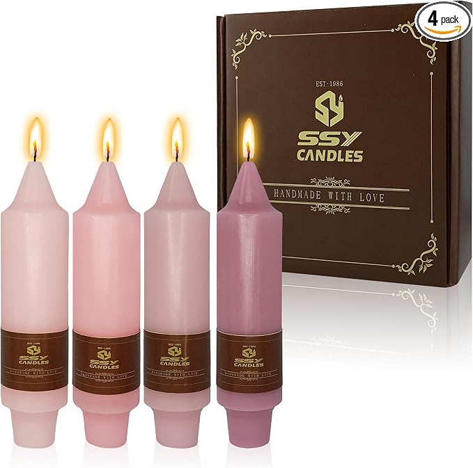 4 PCS Taper Candles Gradient Pink Taper Candlesticks 5 inch Short Candle Sticks for Dinner Household Wedding Party Home Décor Candlesticks