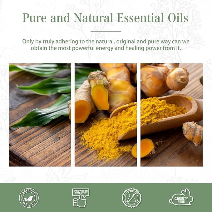 Turmeric 3.38fl.oz Essential Oil, PHATOIL Pure Aromatherapy Oils for Diffuser, Humidifier, Perfect for DIY Soap, Candle, Bath Bombs Making(100ml)