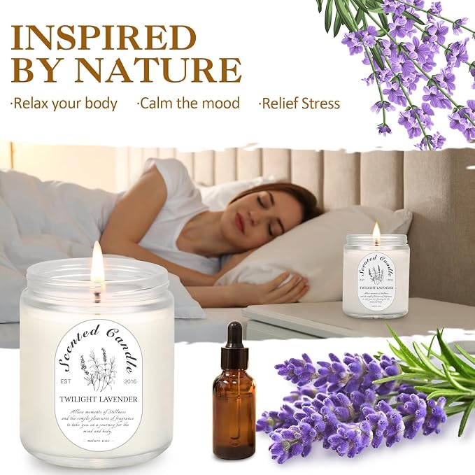 Scented Candle Gift Set, 4 Pack Soy Wax Scented Candles for Home – Lavender, Sage & Ponderosa Pine – Aromatherapy Candles for Relaxation, Stress Relief & Gifts for Women