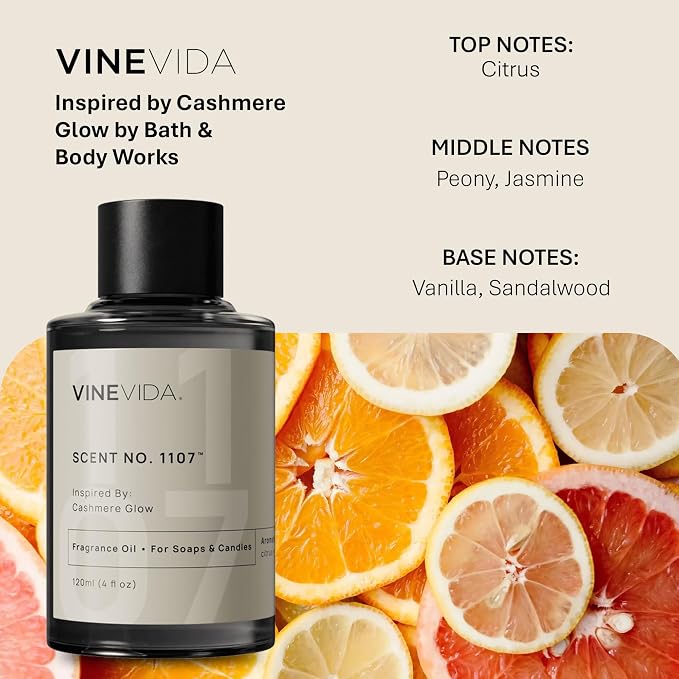 VINEVIDA [4oz] Cashmere Glow Fragrance Oil for Candle & Soap Making - USA Made Candle & Soap Scents