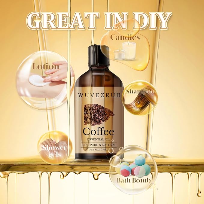 Coffee Essential Oil– Huge 5 Fl Oz, 100% Pure and Natural Essential Oils for Diffuser, Aromatherapy, Soap and Candle Making, Premium Grade Coffee Oil-150ML