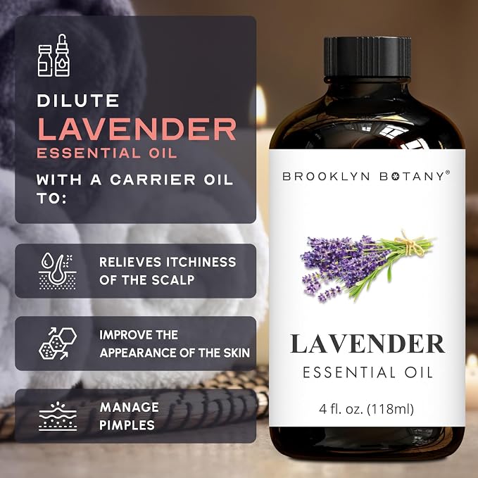 Brooklyn Botany Peppermint & Lavender Essential Oils – 4 Fl Oz (Pack of 2) – 100% Pure & Natural – Premium Grade Aromatherapy Oils – Stress & Focus Blend