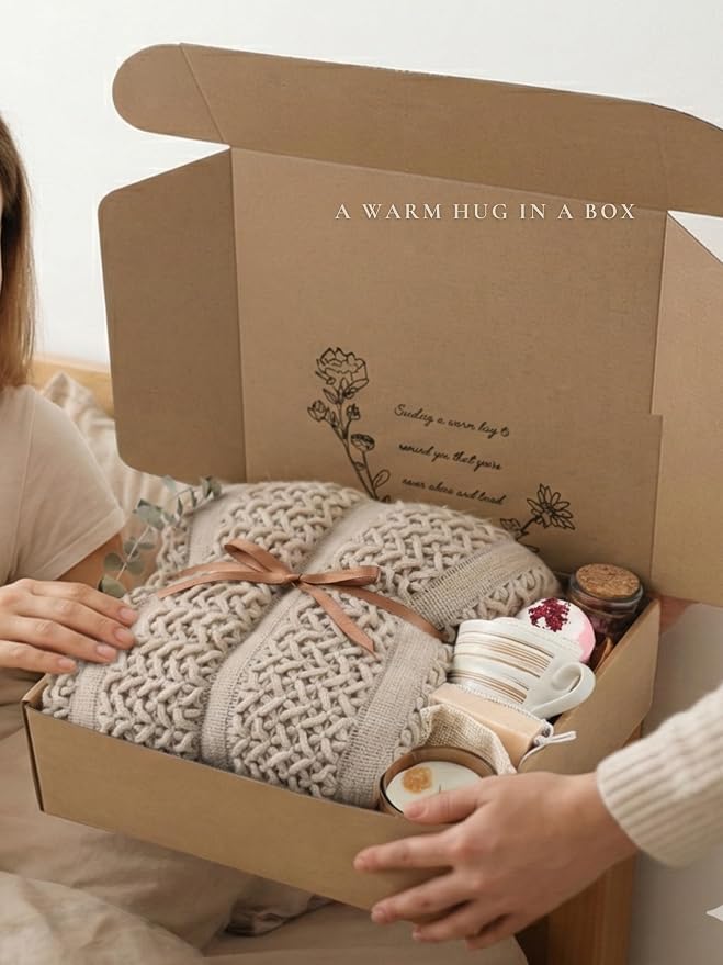 Cozy Self Care Package for Women – Warm & Comforting Thinking of You Gift Box for Birthday,Bes Friend Gift, Get Well Soon/Bereavement/Condolence/Farewell Gift, Sympathy /Encouragement gift(TAN)
