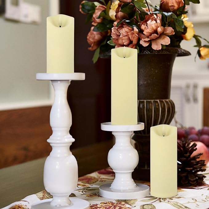 24 Pack Flameless LED Pillar Candles with Remote - Battery Operated Ivory Candles, Waterproof, 3 Sizes for Wedding Centerpieces, Christmas Decor, Home Party, Tabletop Lighting