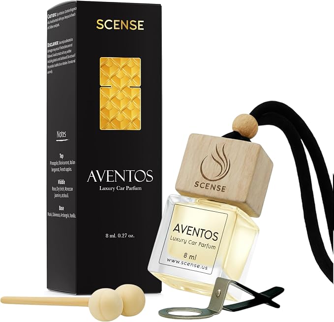 AVENTOS Luxury Car Air Freshener for Men | Perfume Style Car Fragrance Diffuser & Vent Clip | Odor Eliminating Long Lasting Scent Refillable Car Deodorizer Gift | Premium Car Scent by SCENSE