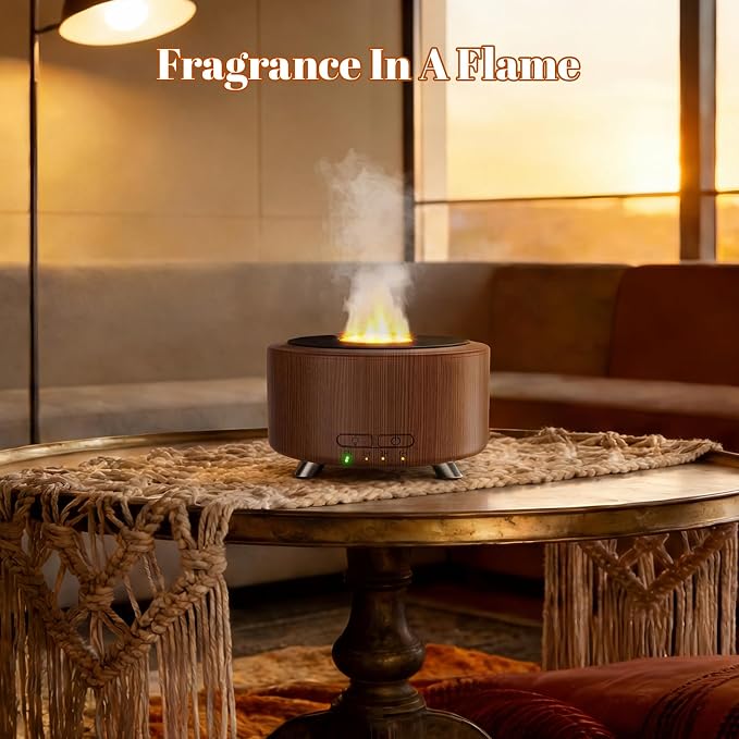 Essential Oil Diffuser for Home, 500ML Aromatherapy Diffuser Oil Machine for Office Room Yoga, Aroma Diffuser with Auto-Off Function, 9 Colors LED Night Light, Dark Wood