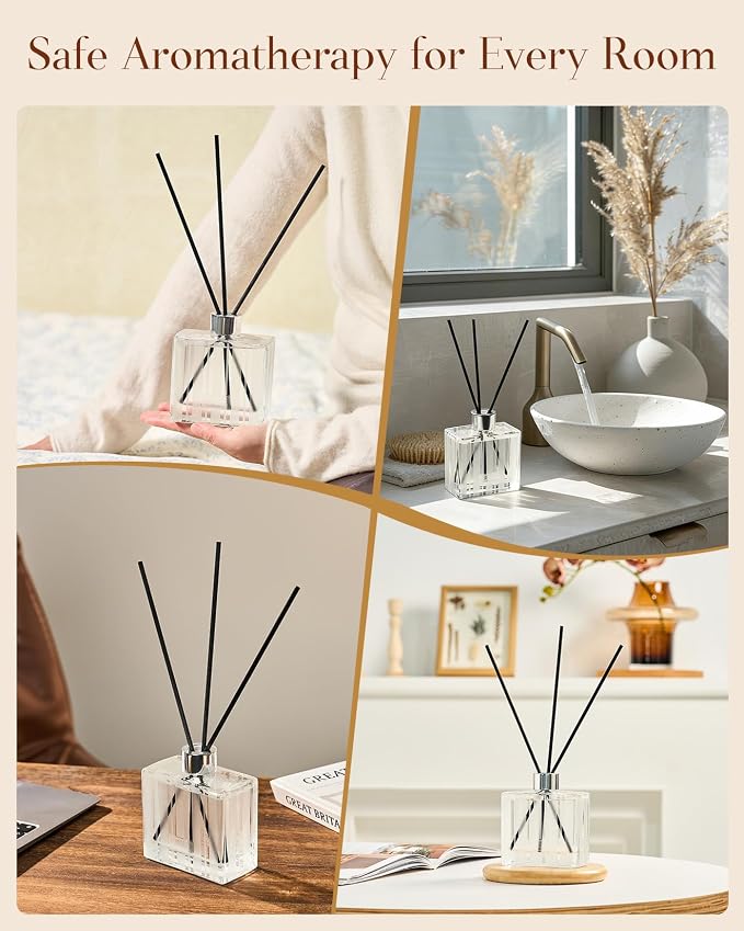 M&SENSE Sandalwood Lavender Reed Diffuser Set - 7.04 fl oz Scented Diffusers for Home, Long-Lasting Non-Toxic Fragrance Oil Aroma with Sticks, Housewarming Gifts for Bedroom Bathroom
