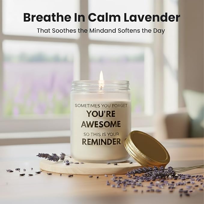 Candles Gifts for Women Unique Inspirational Mothers Day Christmas Birthday Self Care Relaxation Spa Gifts for Sister Friend Her Wife Girlfriend Lavender Scented Candle
