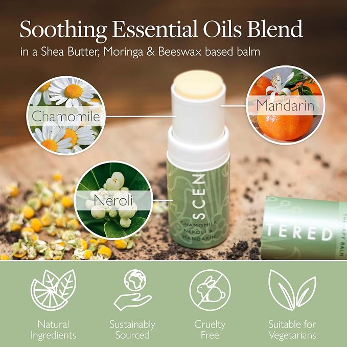 Scentered Aromatherapy De-Stress Balm Christmas Stocking Gift for Stress Relief - Essential Oil Roll On with Chamomile & Rosemary - Calming Relaxation - Self-Care Stocking Stuffers for Women