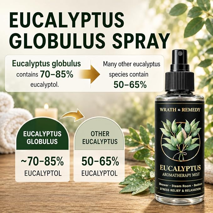 Eucalyptus Shower Spray Aromatherapy — 700+ Sprays, USDA Organic 100% Pure Eucalyptus Essential Oil Spray Mist for Spa Shower, Steam, Sauna & Linen Bedsheet – Premium & Travel Size (4 oz, Made in USA)