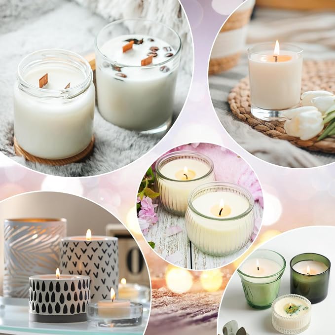 180 Pcs Candle Wicks for Candle Making Kit: 150 Cotton Wicks & 30 Wood Wicks with Candle Making Tools（Wick Holders、Stickers、Wick Trimmer） Thick 4"+6"+8" for Candle Making,Candle DIY